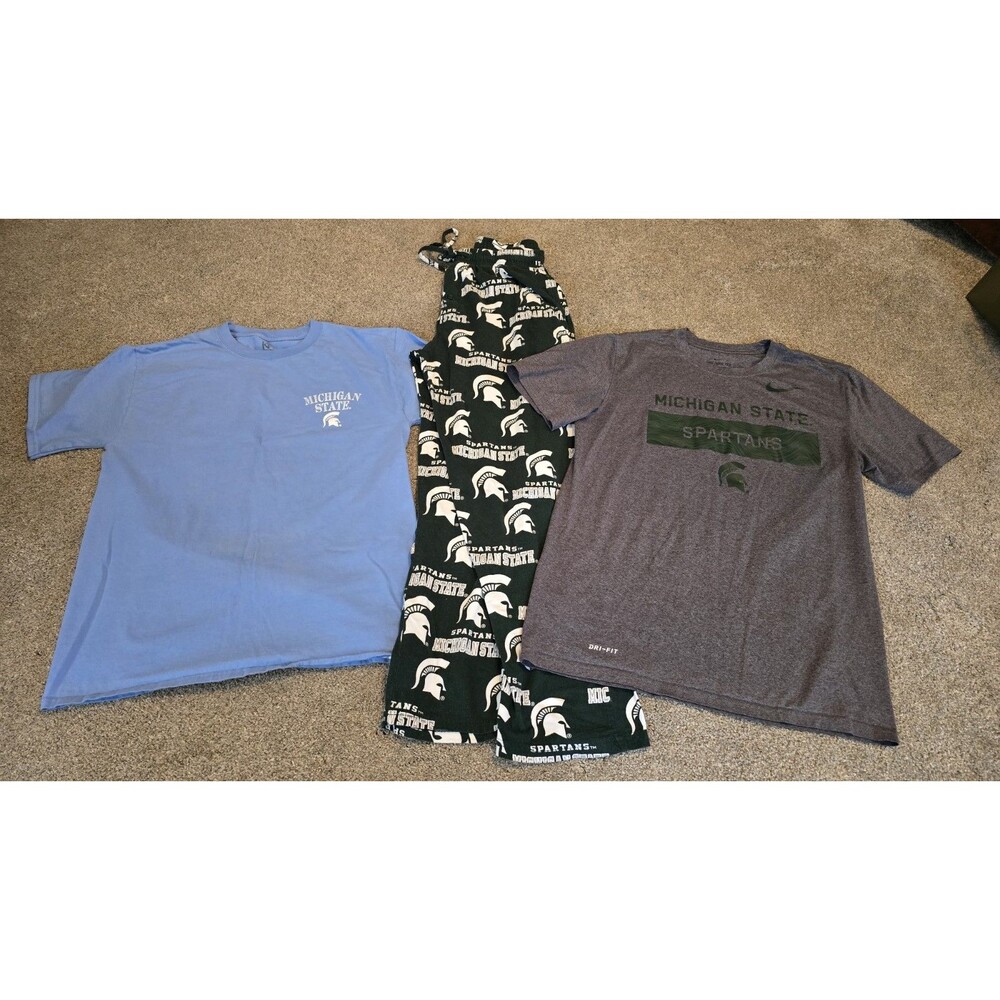 3PC WOMAN'S LOT MICHIGAN STATE SPARTANS SIZE:M 2 T-SHIRTS&1 LOUNGE PANTS*GREAT*